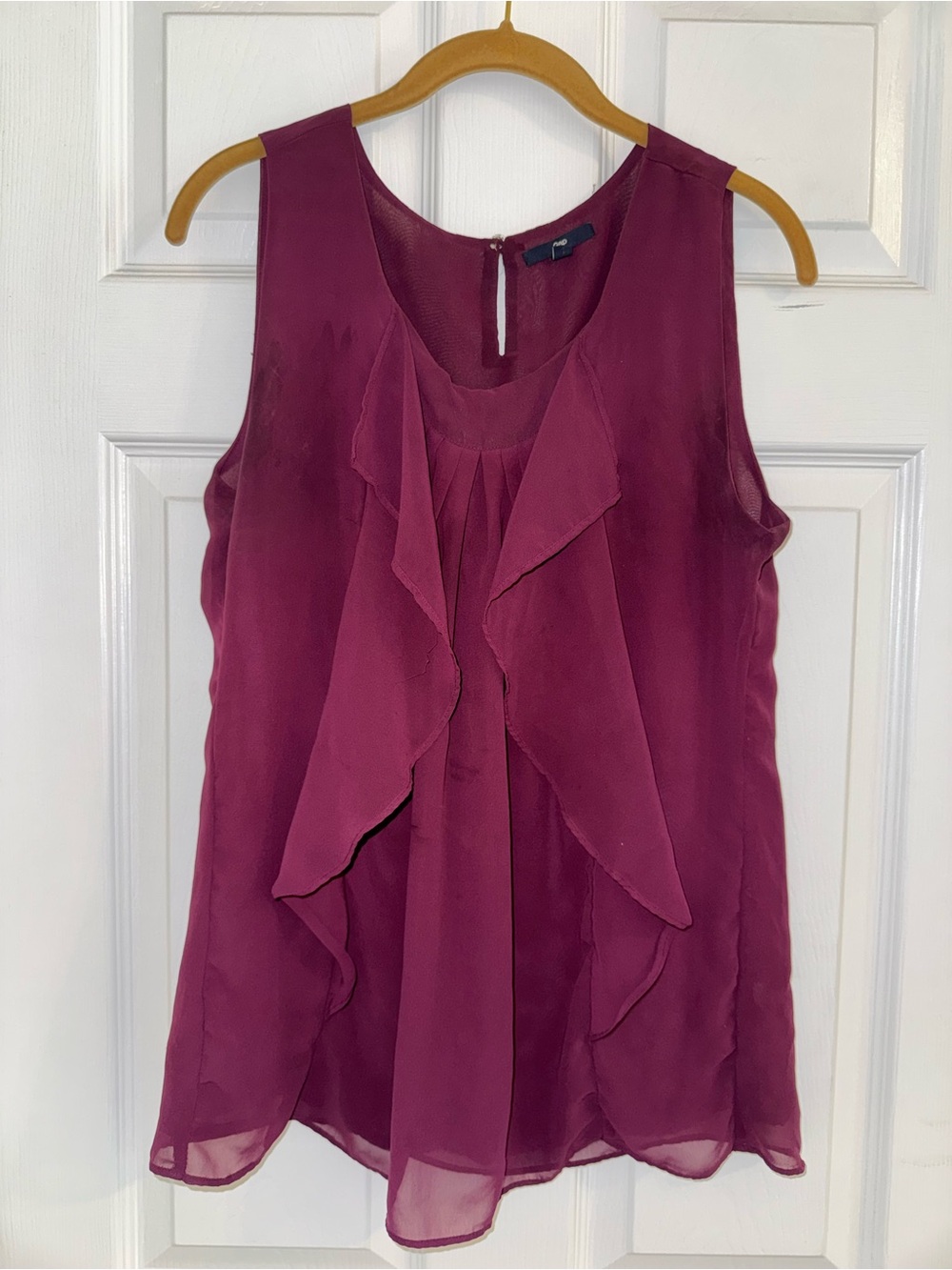 GAP Sleeveless Ruffle Front Tank Top - Wine/Burgundy
